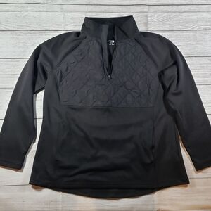 Avia Black 1/4 Zip Long Sleeve Top With Quilted Detail